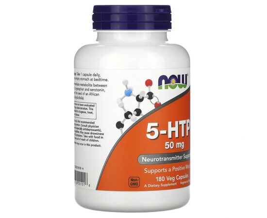 Аминокислота Now Foods 5-HTP (Гидрокситриптофан), 50 мг, 180 вегетарианских капсул (NOW-00101), изображение 2 Аминокислота Now Foods 5-HTP (Гидрокситриптофан), 50 мг, 180 вегетарианских капсул (NOW-00101), изображение 2