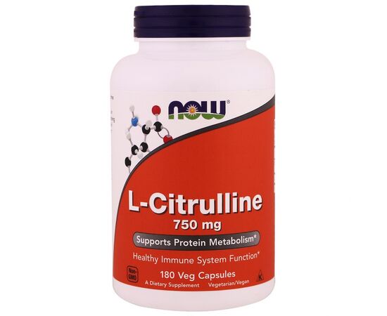 Аминокислота Now Foods L-Цитруллин, L-Citrulline, 750 мг, 180 капсул (NF0103)