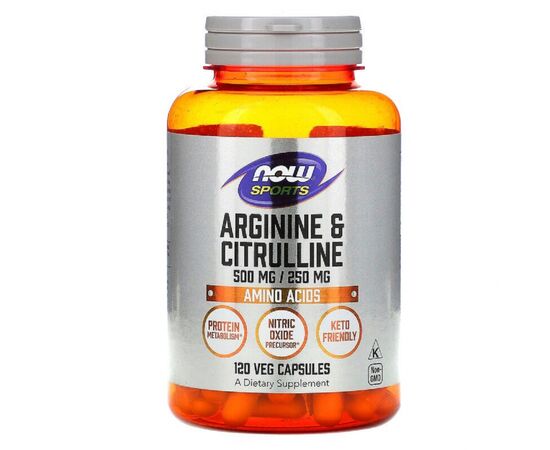Аминокислота Now Foods Аргинин и Цитрулин, 500мг\250 мг, 120 вегетарианских капсул (NOW-00037)