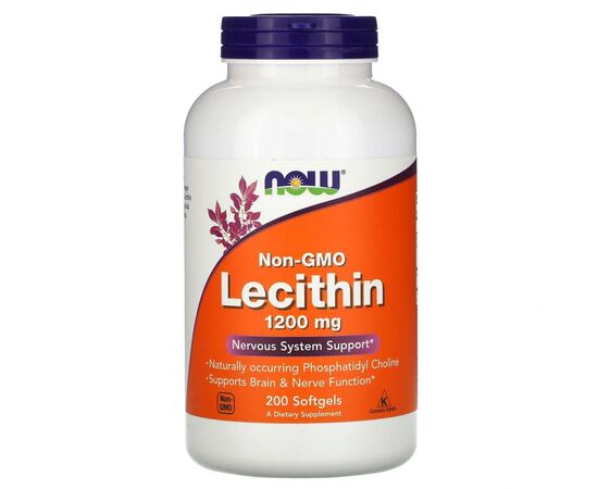 Аминокислота Now Foods Лецитин 1200мг, Lecithin, 200 желатиновых капсул (NOW-02212)