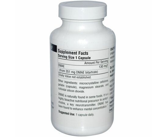 Аминокислота Source Naturals DMAE (диметиламиноэтанол) 351 мг, 100 капсул (SN1582), изображение 2 Аминокислота Source Naturals DMAE (диметиламиноэтанол) 351 мг, 100 капсул (SN1582), изображение 2
