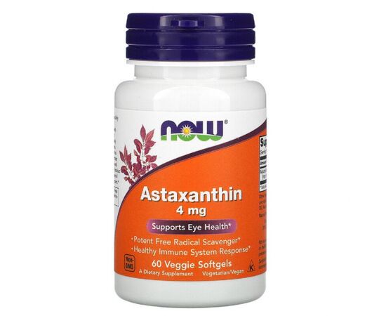 Антиоксидант Now Foods Астаксантин, Astaxanthin, 4 мг, 60 желатиновых капсул (NOW-03251)