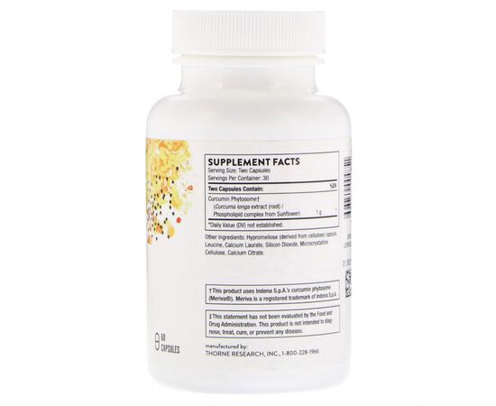 Травы Thorne Research Фитосомы Куркумина 500-SF, Curcumin Phytosome Meriva, 60 ге (THR-00485), изображение 2 Травы Thorne Research Фитосомы Куркумина 500-SF, Curcumin Phytosome Meriva, 60 ге (THR-00485), изображение 2