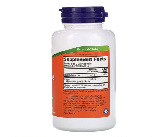 Травы Now Foods Корень Лакрицы (Солодки), Licorice Root, 450 Мг, 100 Капсул (NOW-04718), изображение 2 Травы Now Foods Корень Лакрицы (Солодки), Licorice Root, 450 Мг, 100 Капсул (NOW-04718), изображение 2