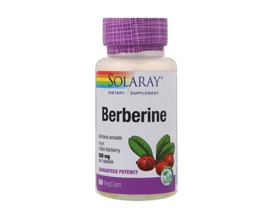 Травы Solaray Берберин, 500 мг, Berberine, 60 вегетарианских капсул (SOR47705)