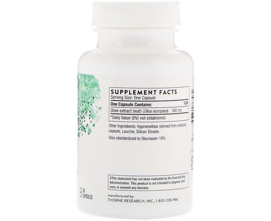 Травы Thorne Research Экстракт из листьев оливкового дерева Olive Leaf Extract, 6 (THR-76303), изображение 2 Травы Thorne Research Экстракт из листьев оливкового дерева Olive Leaf Extract, 6 (THR-76303), изображение 2
