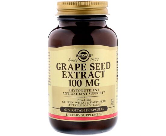 Трави Solgar Екстракт виноградних кісточок, Grape Seed Extract, 100 мг, 6 (SOL-01356)