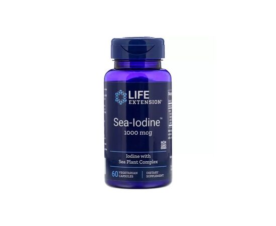 Травы Life Extension Морской Йод, Sea-Iodine, 1000 мкг, 60 вегетарианских капсул (LEX-17406)