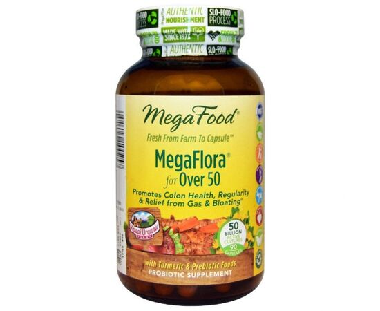 Пробиотики MegaFood Пробиотики MegaFlora for Over 50, Probiotic with Turmeric, (MGF10025)