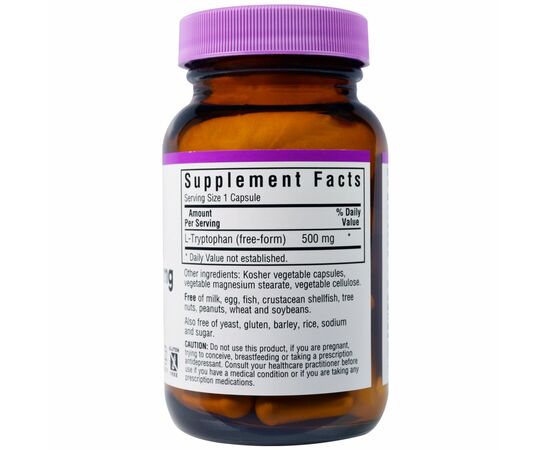 Аминокислота Bluebonnet Nutrition L-Триптофан 500мг, 30 капсул (BLB0093), изображение 2 Аминокислота Bluebonnet Nutrition L-Триптофан 500мг, 30 капсул (BLB0093), изображение 2