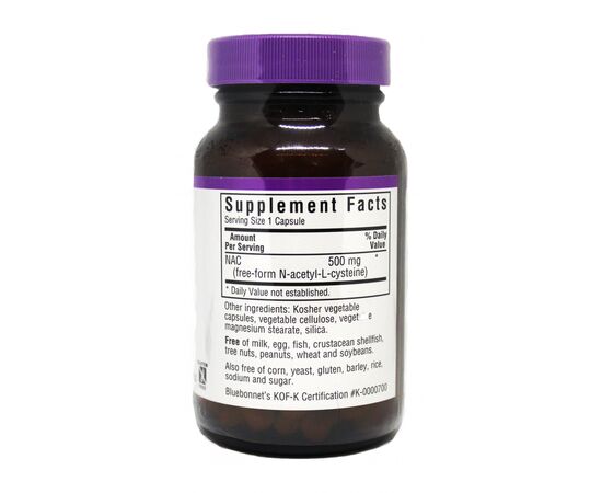 Аминокислота Bluebonnet Nutrition NAC (N-Ацетил-L-Цистеин) 500мг, 60 гелевых капсул (BLB0064), изображение 2 Аминокислота Bluebonnet Nutrition NAC (N-Ацетил-L-Цистеин) 500мг, 60 гелевых капсул (BLB0064), изображение 2