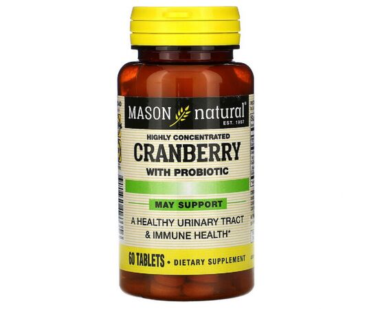 Травы Mason Natural Клюква с пробиотиком, Cranberry with Probiotic, 60 таблеток (MAV-16335)