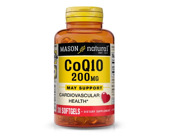Витаминно-минеральный комплекс Mason Natural Коэнзим Q10 200 мг, Co Q10, 30 гелевых капсул (MAV14628)