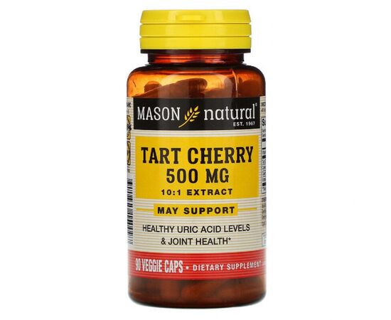 Травы Mason Natural Вишневый Экстракт 500 мг, Tart Cherry, 90 вегетарианских ка (MAV-15009)