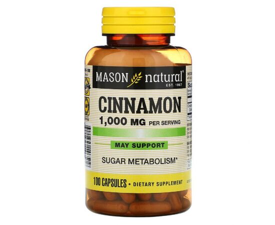 Травы Mason Natural Корица 1000 мг, Cinnamon, 100 капсул (MAV-14651)