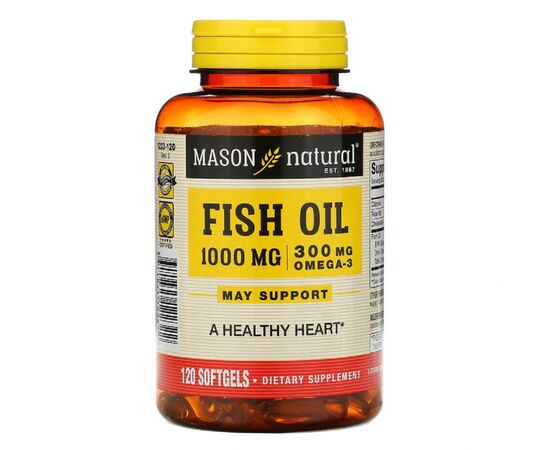 Жирні кислоти Mason Natural Риб'ячий жир з Омега-3, Omega-3 Fish Oil, 120 гелевих капсул (MAV-12232)