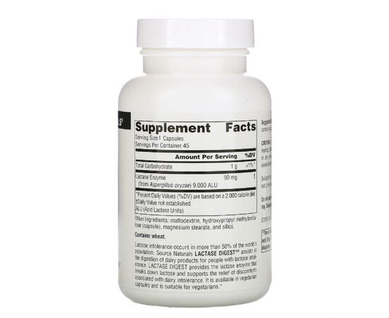 Витаминно-минеральный комплекс Source Naturals Лактаза, 30 мг, Lactase Digest, 45 капсул (SN2366), изображение 2