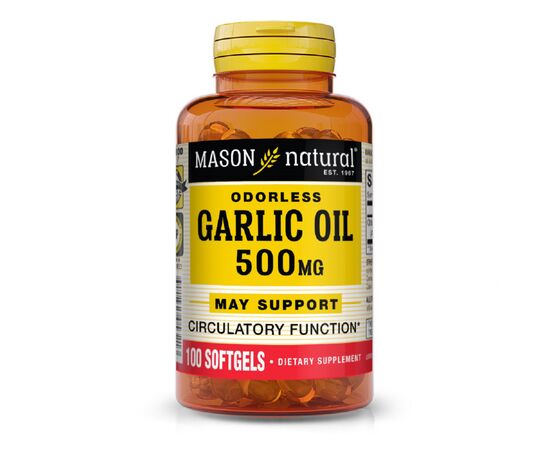 Трави Mason Natural Часникова олія 500 мг, Garlic Oil, 100 гелевих капсул (MAV05321)