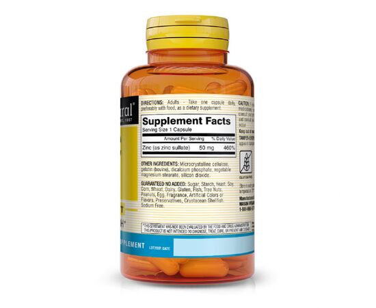 Минералы Mason Natural Цинка Сульфат 50 мг, Zinc Sulfate, 100 капсул (MAV17671), изображение 2