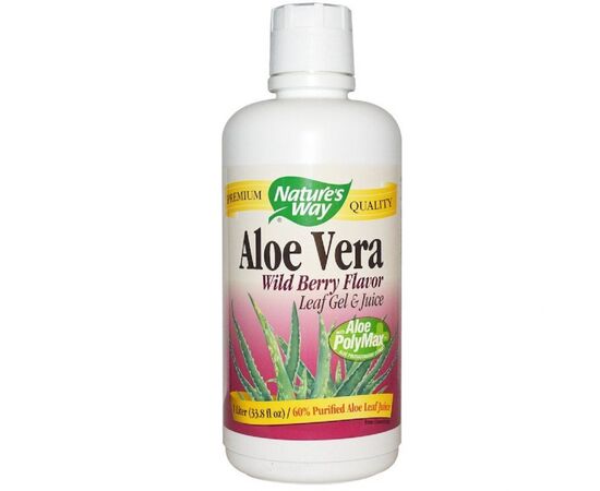 Травы Nature's Way Алоэ вера, гель и сок, вкус лесной ягоды, Aloe Vera Leaf Gel (NWY14282)