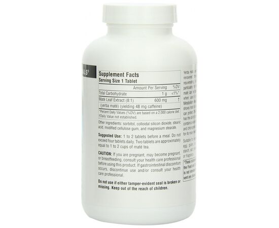 Травы Source Naturals Падуб Парагвайский (Парагвайский Чай Мате) 600мг, 90 табл (SNS-01730), изображение 2 Травы Source Naturals Падуб Парагвайский (Парагвайский Чай Мате) 600мг, 90 табл (SNS-01730), изображение 2