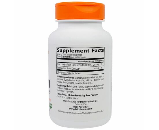 Антиоксидант Doctor's Best Лютеин 10мг, OptiLut, 120 гелевых капсул (DRB-00143), изображение 2 Антиоксидант Doctor's Best Лютеин 10мг, OptiLut, 120 гелевых капсул (DRB-00143), изображение 2