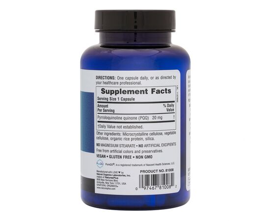Вітамін Natures Plus Пірролохінолінхінон PQQ, 20 мг, BrainCeutix, Nature's Plus, (NAP-81008), зображення 2 Вітамін Natures Plus Пірролохінолінхінон PQQ, 20 мг, BrainCeutix, Nature's Plus, (NAP-81008), зображення 2