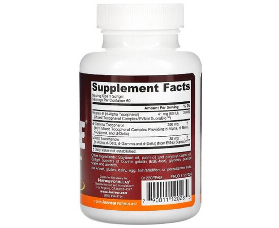 Витамин Jarrow Formulas Витамин Е, Семейство витаминов E, Famil-E, 60 желатиновых к (JRW-12028), изображение 2 Витамин Jarrow Formulas Витамин Е, Семейство витаминов E, Famil-E, 60 желатиновых к (JRW-12028), изображение 2
