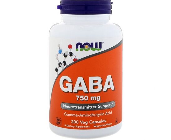 Аминокислота Now Foods GABA (Гамма-Аминомасляная Кислота) 750мг, 200 капсул (NOW-00129)