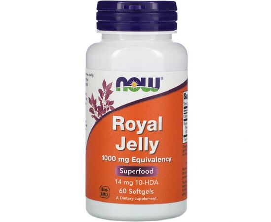 Вітамінно-мінеральний комплекс Now Foods Маточне Молочко 1000 мг, Royal Jelly, 60 гелевих капсул (NOW-02560)