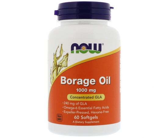 Трави Now Foods Олія огірника, Borage Oil, 1000 мг, 60 м'яких желатинових ка (NOW-01720)