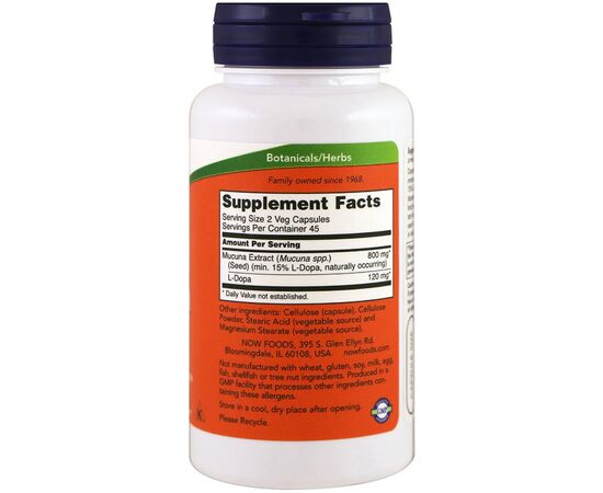 Трави Now Foods Мукуна Гаряча, Dopa Mucuna, 90 капсул (NOW-03092), зображення 2 Трави Now Foods Мукуна Гаряча, Dopa Mucuna, 90 капсул (NOW-03092), зображення 2