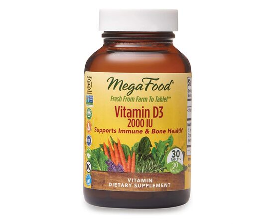 Витамин MegaFood Витамин D3 2000 IU, Vitamin D3, 30 таблеток (MGF10220)
