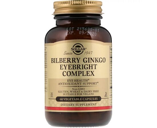 Вітамінно-мінеральний комплекс Solgar Комплекс для Ока, Bilberry Ginkgo Eyebright Complex, 60 капс (SOL00315)