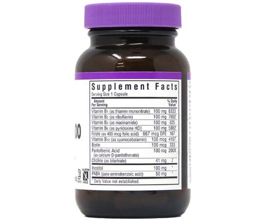 Витамин Bluebonnet Nutrition B-Комплекс 100, B-Complex, 50 вегетарианских капсул (BLB0416), изображение 2 Витамин Bluebonnet Nutrition B-Комплекс 100, B-Complex, 50 вегетарианских капсул (BLB0416), изображение 2