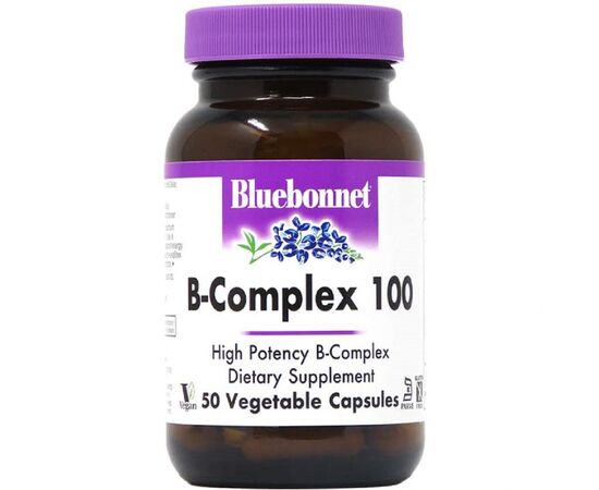 Витамин Bluebonnet Nutrition B-Комплекс 100, B-Complex, 50 вегетарианских капсул (BLB0416)