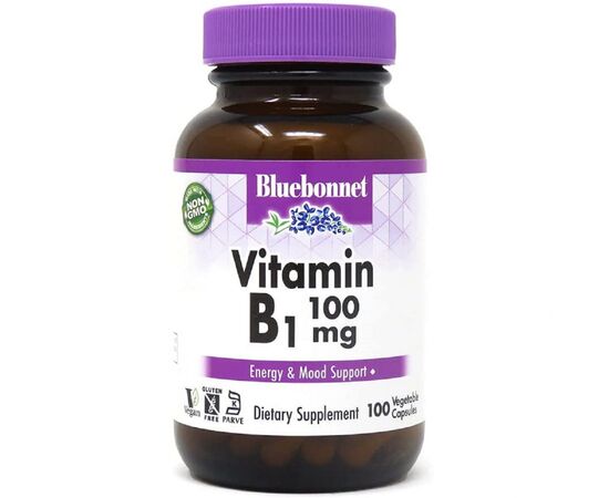 Витамин Bluebonnet Nutrition Витамин B1 100 мг, Vitamin B1, 100 вегетарианских капсул (BLB0425)