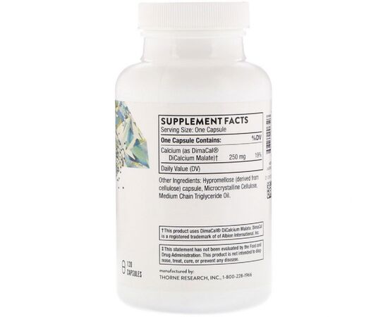 Минералы Thorne Research Дикальций Малат, Dicalcium Malate, 120 Капсул (THR-00650), изображение 2 Минералы Thorne Research Дикальций Малат, Dicalcium Malate, 120 Капсул (THR-00650), изображение 2