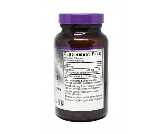 Минералы Bluebonnet Nutrition Хелатный Магний, Albion, 120 гелевых капсул (BLB-00683), изображение 2 Минералы Bluebonnet Nutrition Хелатный Магний, Albion, 120 гелевых капсул (BLB-00683), изображение 2