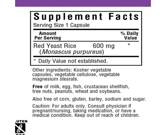 Травы Bluebonnet Nutrition Красный Дрожжевой Рис 600мг, 120 вегетарианских капсул (BLB-01171), изображение 2 Травы Bluebonnet Nutrition Красный Дрожжевой Рис 600мг, 120 вегетарианских капсул (BLB-01171), изображение 2