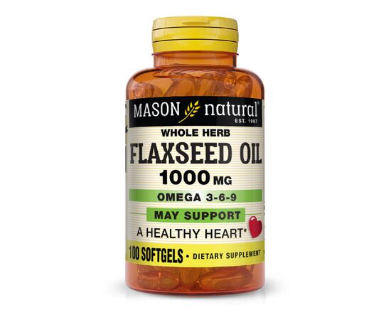 Травы Mason Natural Льняное масло 1000мг, Омега 3-6-9, Flax Seed Oil 1000 mg Ome (MAV13131)