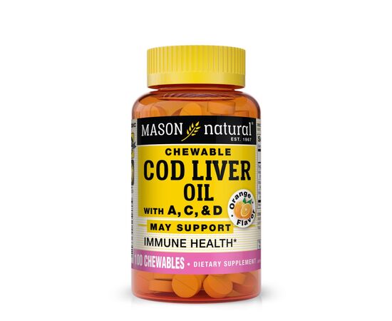 Жирные кислоты Mason Natural Рыбий жир из печени трески с витаминами, вкус апельсин (MAV-13631)