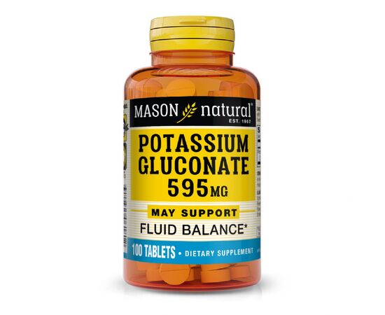 Минералы Mason Natural Калий Глюконат 595мг, Potassium Gluconate, 100 таблеток (MAV06181)