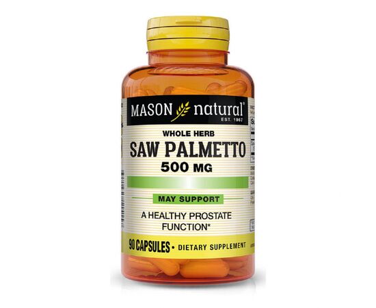 Травы Mason Natural Со Пальметто 500 мг, Здоровье Простаты, Saw Palmetto, 90 ка (MAV11519)