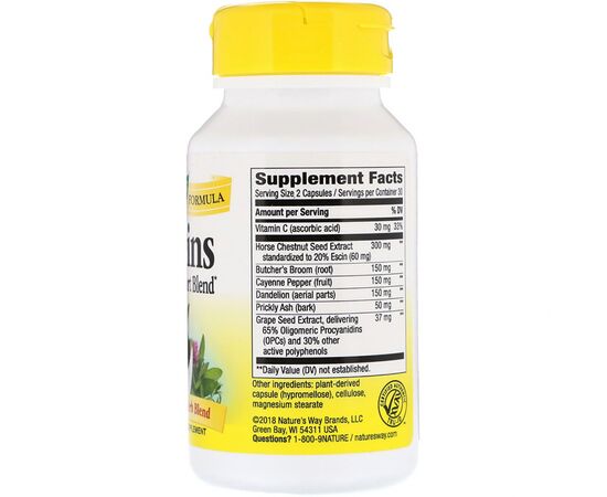 Травы Nature's Way Поддержка Вен, Leg Veins Support Blend, 60 капсул (NWY79270), изображение 2 Травы Nature's Way Поддержка Вен, Leg Veins Support Blend, 60 капсул (NWY79270), изображение 2