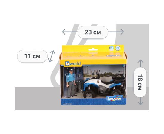 Спецтехника Bruder полицейский квадроцикл + фигурка полисмен (63010), изображение 6 Спецтехника Bruder полицейский квадроцикл + фигурка полисмен (63010), изображение 6