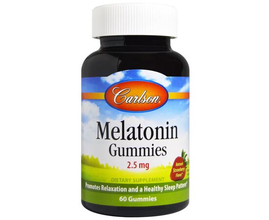 Аминокислота Carlson Мелатонин, 2.5 мг, вкус клубники, Melatonin Gummies, 60 жев (CL49200)