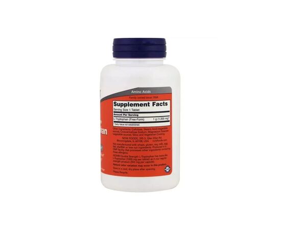 Аминокислота Now Foods L-Триптофан, двойной концентрации, 1000 мг, L-Tryptophan, Do (NOW-00169), изображение 2 Аминокислота Now Foods L-Триптофан, двойной концентрации, 1000 мг, L-Tryptophan, Do (NOW-00169), изображение 2