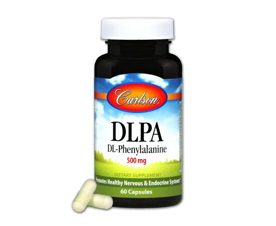 Аминокислота Carlson DLPA (фенилаланин) 500мг, DL-Phenylalanine, 60 капсул (CL7916)
