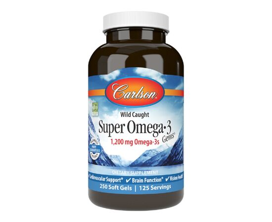 Жирные кислоты Carlson Супер Омега-3, Super Omega-3 Gems, 250 желатиновых капсул (CAR-01522)